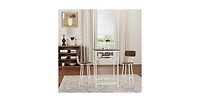 Flynama 3-Piece Foldable Bar Table Set with 2 Stools, Backrest and Partition for Small Kitchen and Apartment