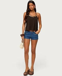 Edikted Women's Gale Halter Crop Wood Disc Top