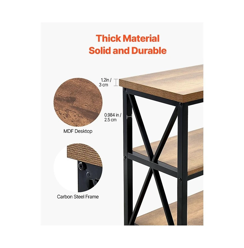 Slickblue Narrow Hallway Table with 3-Tier Storage, Skinny Sofa Console Table for Living Room Decor