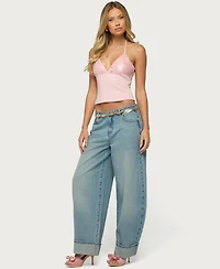Edikted Women's Katelyn Sequin-Halter Sleeveless Top