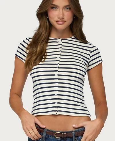 Edikted Women's Bonita Striped Button Up Top