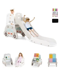 Slickblue 5-in-1 Convertible Toddler Slide Set with Art Easel and Stool