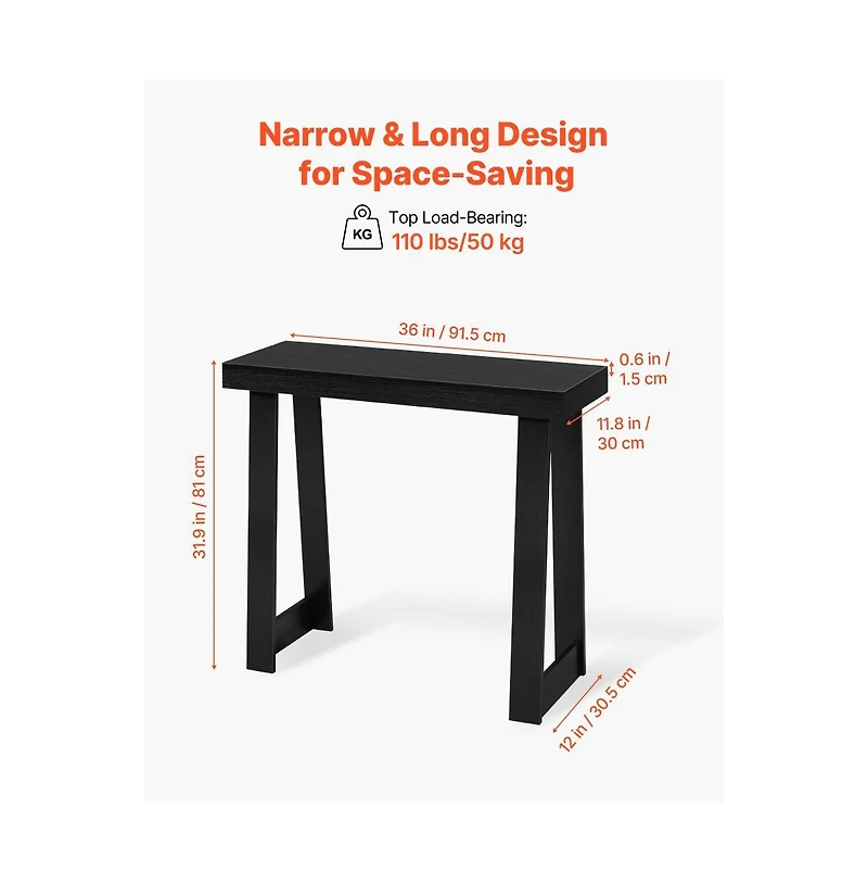Slickblue Slim Console Table with Modern Design, Narrow Sofa Table for Entryway Hallway and Living Room
