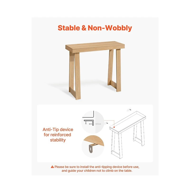 Slickblue Modern Console Table with Wooden Top, Narrow Sofa Entryway Desk for Hallway and Living Room