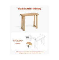 Slickblue Modern Console Table with Wooden Top, Narrow Sofa Entryway Desk for Hallway and Living Room
