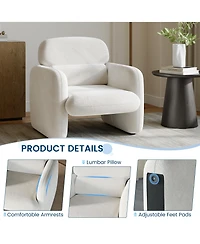 homfan Modern Ergonomic Accent Chair, Wood Frame Padded Armchair, Breathable Hemp Fabric Leisure 330 Lbs Capacity