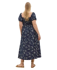 City Chic Plus Abbigail Print Short-Sleeve Floral Maxi Dress