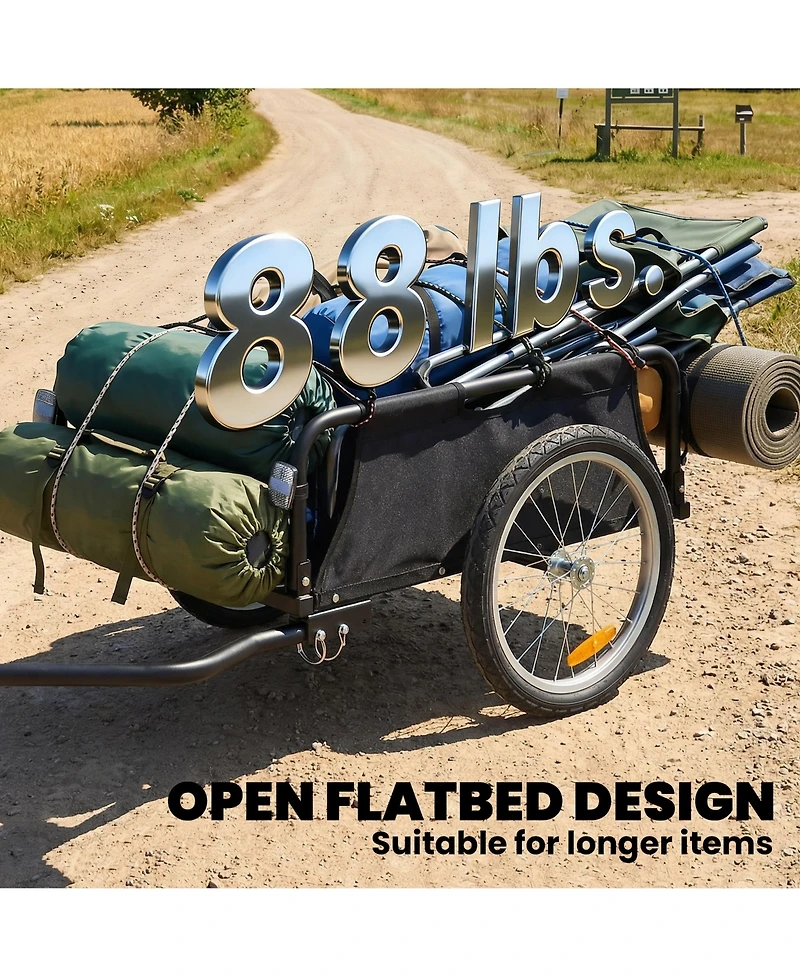 Soozier Bike Cargo Trailer with Quick Release 16" Wheels