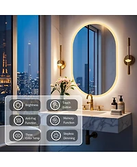 Luvodi 35"x24" Oval Led Mirror Wall-Mounted with Anti-Fog Vanity Mirror with Backlit Memory Function