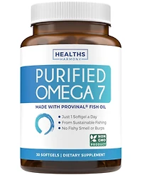 Healths Harmony Purified Omega 7 Softgel Capsules, Provinal Peruvian Anchovy Fish Oil Supplement, Health's Harmony, 30 Count