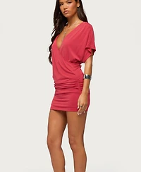 Edikted Women's Yaara Wrap Mini Ruched Body-Con Dress