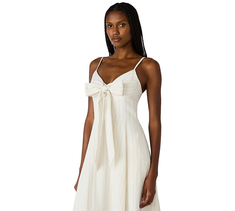 Steve Madden Juniors' Sweetheart Sleeveless A-Line Bow-Front Midi Dress
