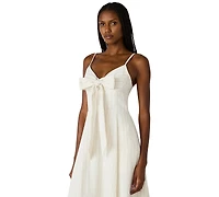 Steve Madden Juniors' Sweetheart Sleeveless A-Line Bow-Front Midi Dress