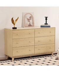 Slickblue Wooden 6 Drawer Dresser for Living Room and Entryway Storage