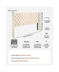 Slickblue King Size Bed Headboard with Padded Diamond Tufting and Adjustable Height Design