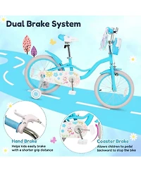Hongge Adjustable 16-Inch Girls Bike with Removable Training Wheels, Ages 4-7