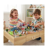 Hongge 110-Piece Wooden Train Table With Storage Drawer