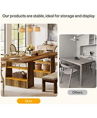 Tribesigns 63" Dining Table for 6-8, 4 Shelves Kitchen Table, Large Modern Rectangle Dining Room Furniture, for Living Room