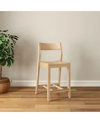 Plank+Beam 38 Inch Counter Height Chair, Solid Wood Dining Chair for Kitchen Island, Breakfast Barstool Seating