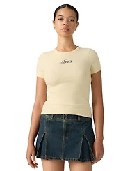Levi's Women's Hayes Short-Sleeves Tee Rib-Knit Embroidered Logo T-Shirt