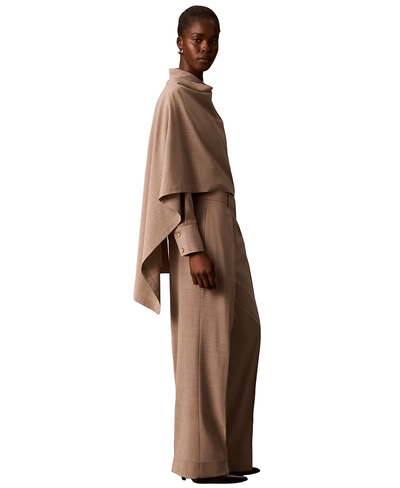 Calvin Klein Women's High-Rise Wide-Leg Pleated Pants
