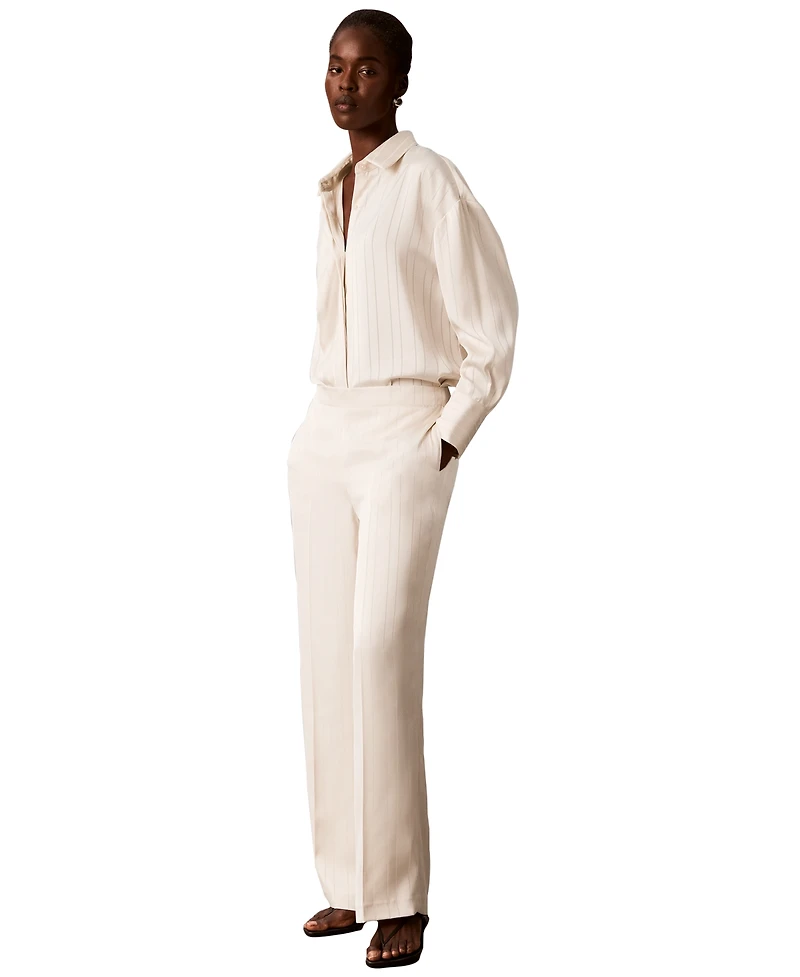 Calvin Klein Women's Pull-on Wide-leg Satin Pants