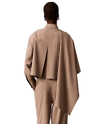 Calvin Klein Women's Long-Sleeve Point-Collar Scarf-Draped Front Blouse