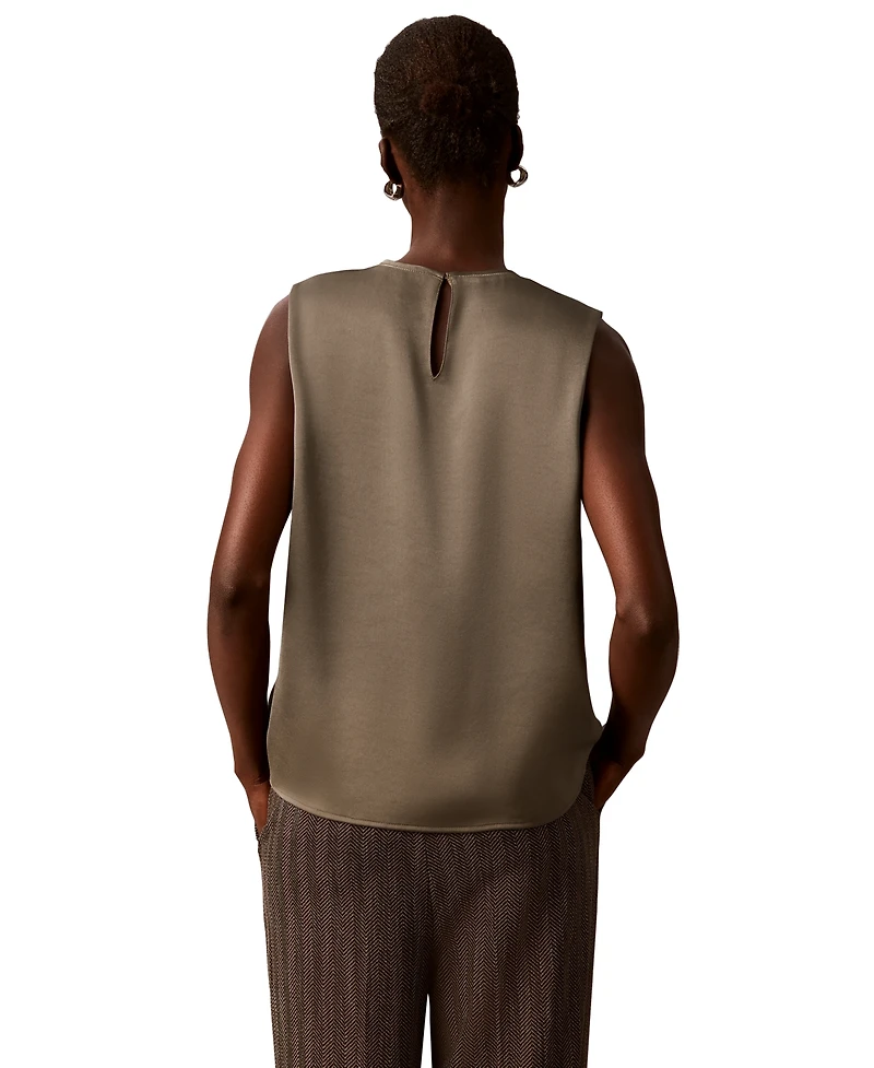 Calvin Klein Women's Satin Crewneck Sleeveless Shell