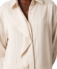 Calvin Klein Women's Satin-Stripe Long-Sleeve Blouse