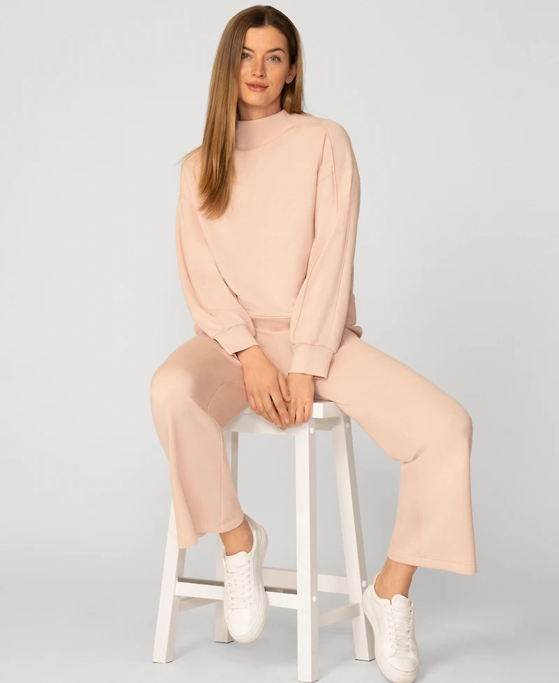 Cable & Gauge Women's Mockneck Modal Top and Wide Leg Pant