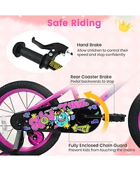 Sugift 16" Kids Bike with Detachable Training Wheels, Dual-Brake Control, Monster-Themed Graphics, Ages 4-7