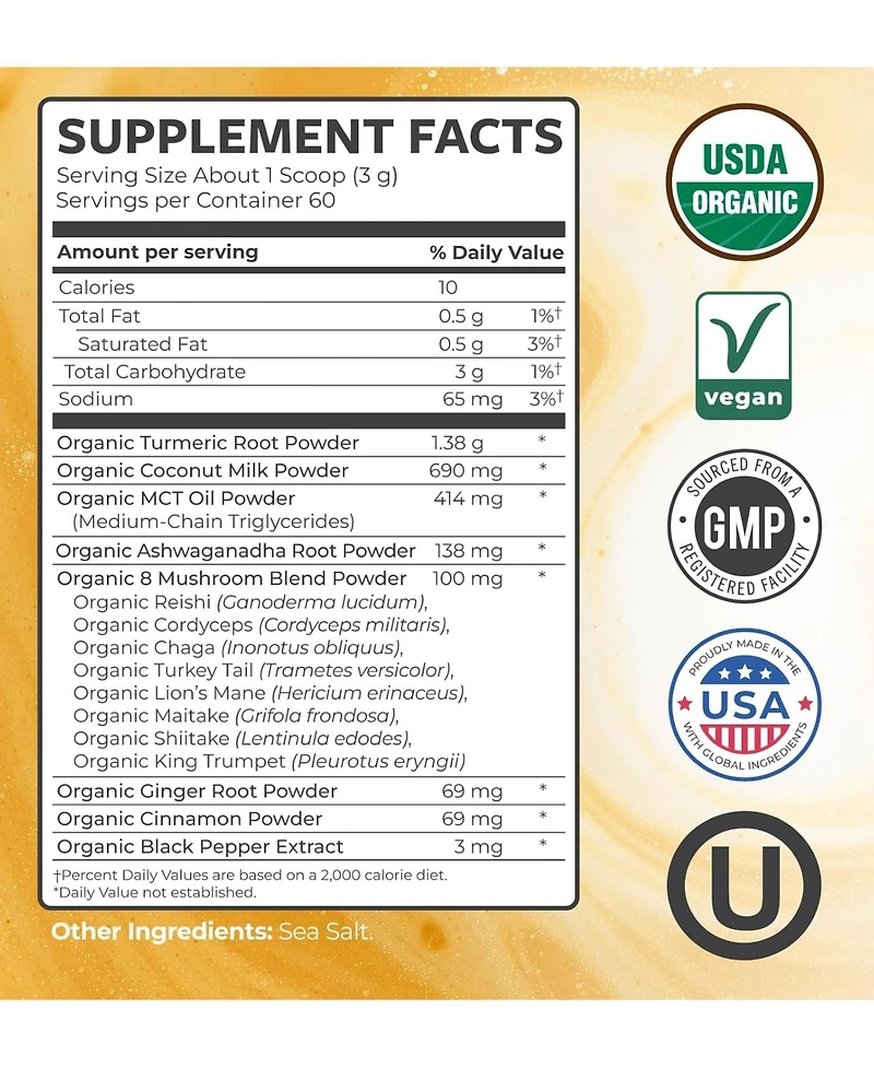 Pure Co Golden Milk Turmeric Drink Mix Powder
