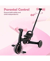 Hongge 4-in-1 Foldable Toddler Trike with Parent Push Handle, 55 lbs Capacity, Ages 18 Months–5 Years