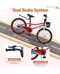 Hongge 20-Inch Height-Adjustable Kids Bike with Dual Brakes, Storage Basket, 143 lbs. Capacity, Ages 8+