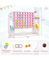 Hongge Giant 4-in-1 Connect Four Yard Game Set with Adjustable Height, Ages 5+