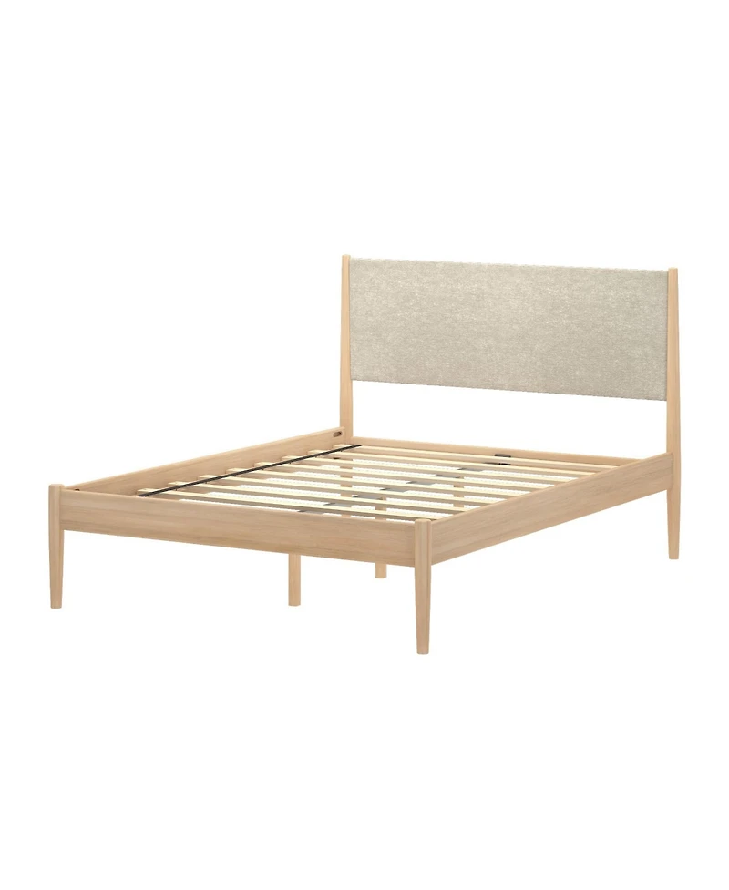 Plank+Beam Harbor Queen Bed with Upholstered Headboard, Swiss Coffee