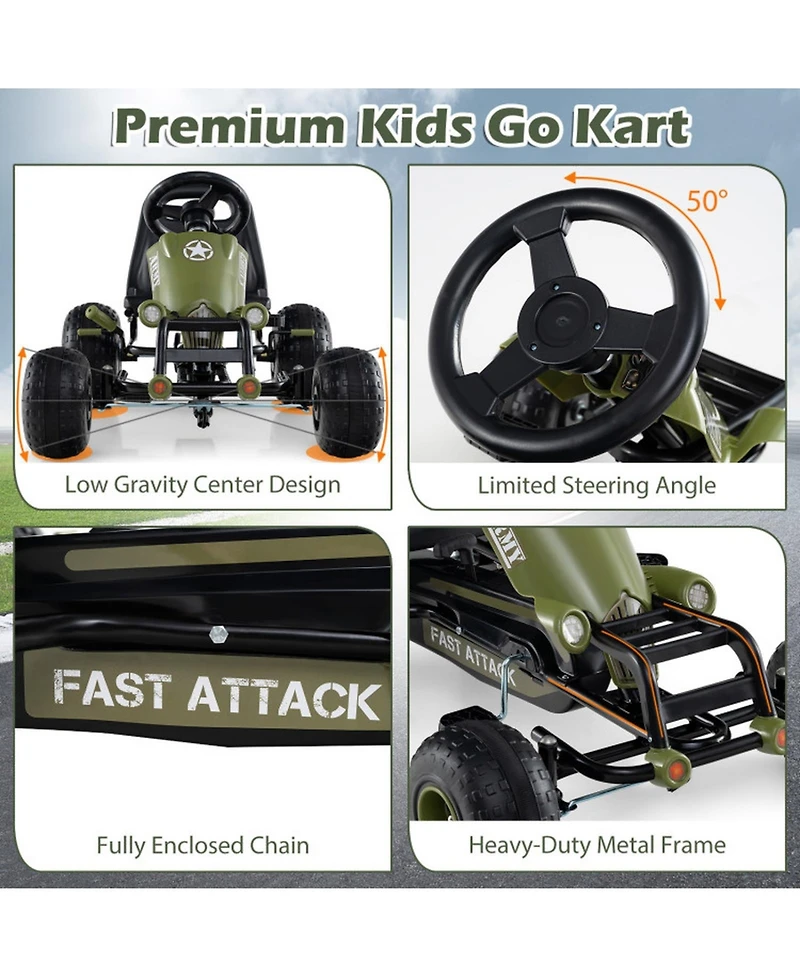 Hongge Adjustable-Seat Pedal Go-Kart, 77 lb Capacity, Ages 3+