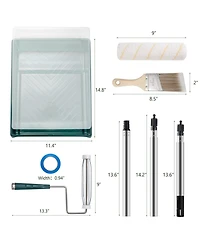 Xdovet Paint Roller Kit Extension Pole Tray Brush Tape