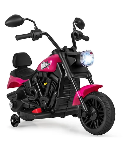 Hongge 6V Kids Electric Motorcycle with Headlight and Training Wheels