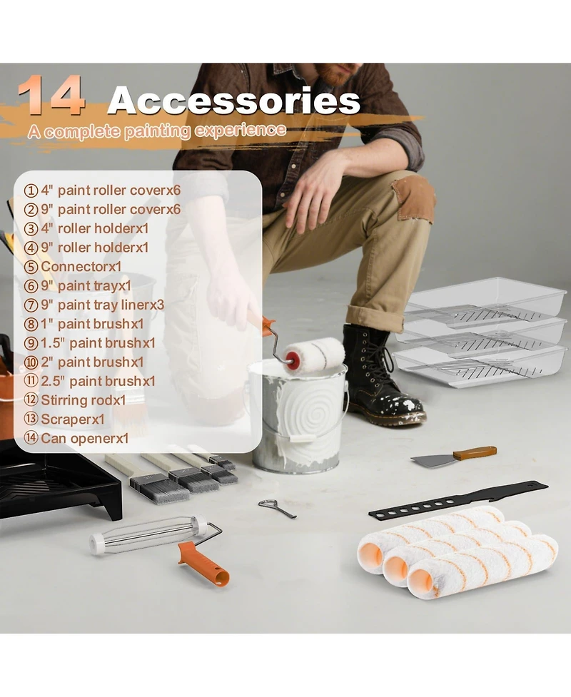 Xdovet T Roller Kit Extension Pole Brushes Wall Covers