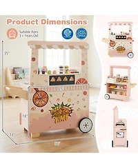 Sugift Pizza Food Truck Double-Sided Wooden 40-Piece Playset, Ages 3-6