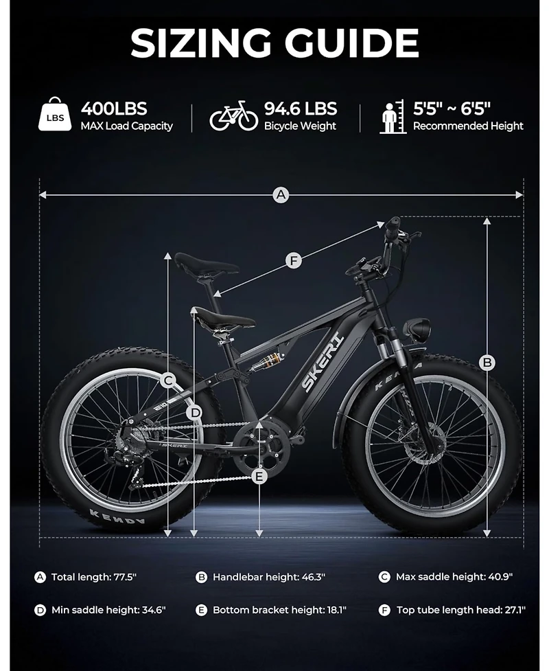 Mikolo Folding Electric Bike for Adults, 55 Miles & 25MPH, 500W Peak Motor, 48V 10Ah Removable Battery, Fat Tire EBike with Smart Lcd Display
