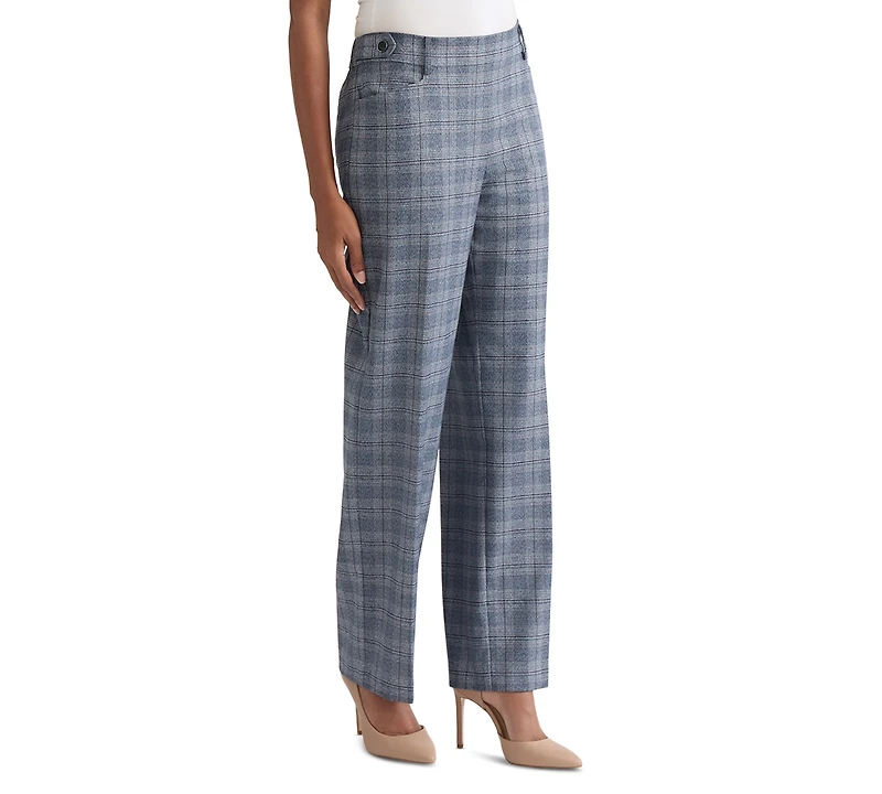 Jones New York Petite Plaid Straight-Leg Pull-On Pants