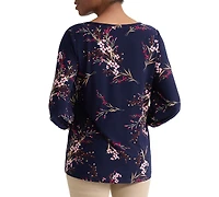 Jones New York Petite 3/4-Sleeve Scoop Neck Floral Blouse