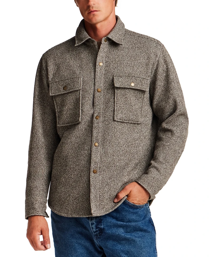 Weatherproof Vintage Men's Mixy Knit Long Sleeve Snap-Front Shirt Jacket