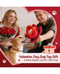 Nocciola Rose Blossom Dog Valentines Toy, Squeaky and Crinkle Rose with Tearable Petals, Hide and Seek Enrichment Toy for Dogs