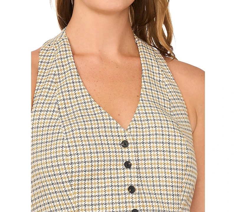 1.State Women's Halter Plaid Vest