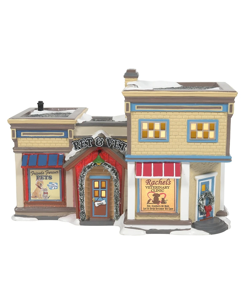 Department 56 Snow Village Light Up Pet Vet Clinic Figurine