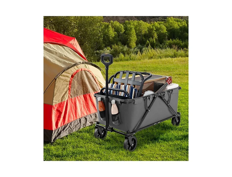 Mountaintop Collapsible Folding Wagon Cart with Adjustable Handlebar