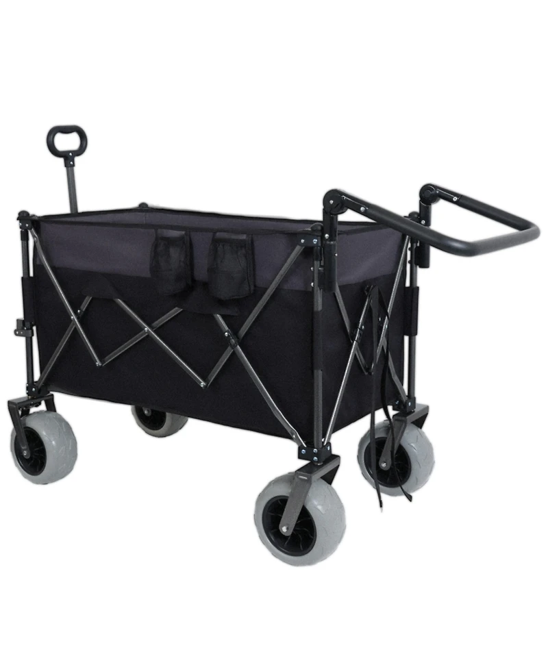 Mountaintop Multi-Functional Push-Pull Folding Wagon Cart, Rotating Handle,9"x4" Tires,400L Large Capacity for Beach, Groceries, Outdoor Transport